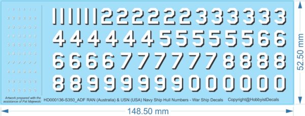 ADF RAN (Australia) & USN (USA) Navy Ship Hull Numbers - 1/350, 1/700 - War Ship Decals