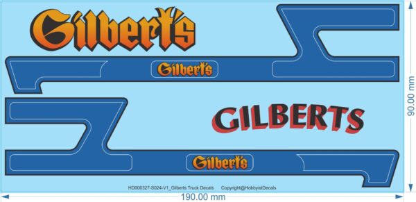 Gilberts Truck & Trailer Decals for 1/24 | 1/25 | 1/50 | 1/64 Scale Models