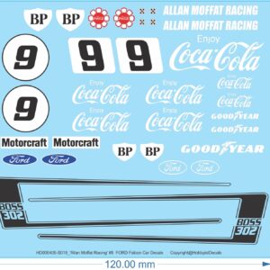 Allan Moffat Racing' #9 FORD Falcon Car Decals - 1/18, 1/25, 1/32 - Racing Car Decals