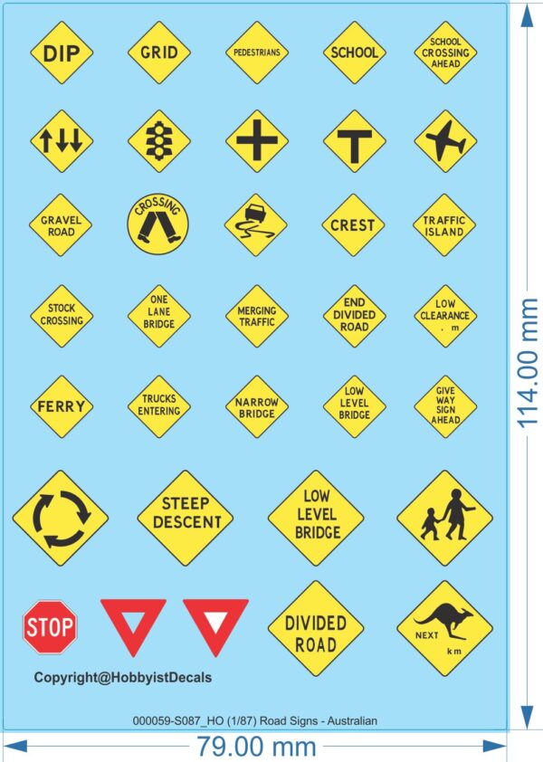 Road Signs - Australian 1970s - HO (1/87) N (1/160) - Water Decal