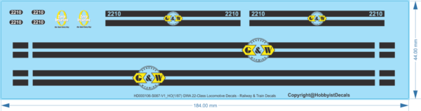 GWA 22-Class Locomotive Decals - HO (1/87) N (1/160) - Railway & Train Decals