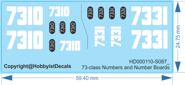 73-class Numbers and Number Boards - HO (1/87) - Railway & Train Decals