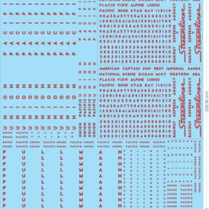 Union Pacific, Pullman and Carriage Names - 1/48 - Railway & Train Decals