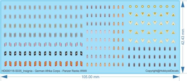 German WWII Afrika Corps Insignia - Panzer Ranks - 1/35 1/56 - German WW Decals