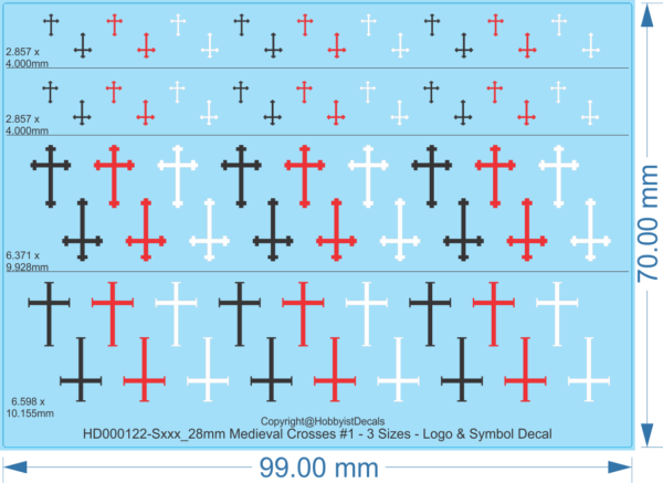 28mm Medieval Crosses #1 - 3 Sizes - 1/56 - Logo & Symbol Decals