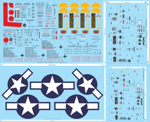 P51-D Mustang Cockpit Decals- A-B-C - 1/12 - Armor Decals