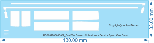 Ford XW Falcon - Cobra Livery Decal - 1/18 1/25 1/43 - Speed Cars Decals