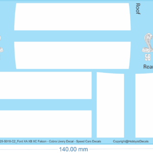 Ford XA XB XC Falcon - Cobra Livery Decal - 1/18 1/25 1/43 - Speed Cars Decals