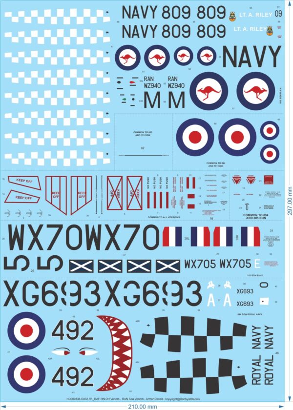 RAF RN DH Venom / RAN Sea Venom - 1/18 - Armor Decals