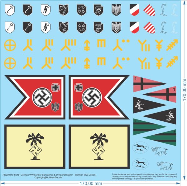 German WWII Armor Bandarines & Divisional Markin - 1/16 1/35 1/48 1/72 - German WW Decals