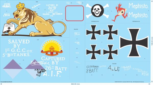 German WWI A7V Tank - 506 'Mephisto' - 1/16 1/35 1/48 1/56 1/72 1/76 1/100 -German WW Decals