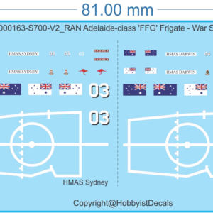 RAN Adelaide-class 'FFG' Frigate - 1/350 1/700 - War Ship Decals