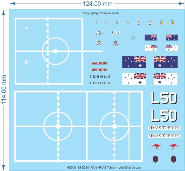 RAN HMAS Tobruk - 1/350 1/700 - War Ship Decals