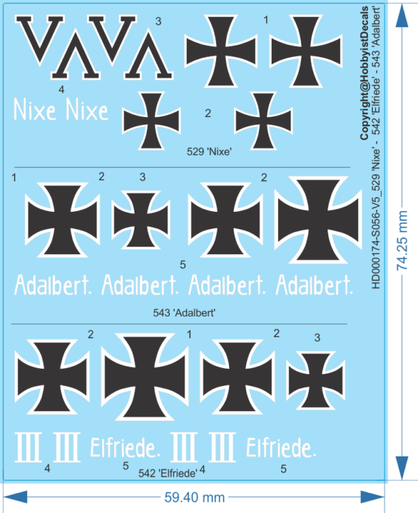 German WWI A7V Tanks (other than 'Mephisto') - 1/35 1/56 1/72 - Armor Decals