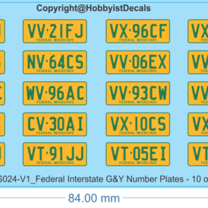 Federal Interstate G&Y Number Plates - 1/14, 1/24 - Vehicle Decals