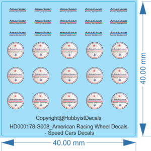 American Racing Wheel Decals - 1/8 - Speed Cars Decals