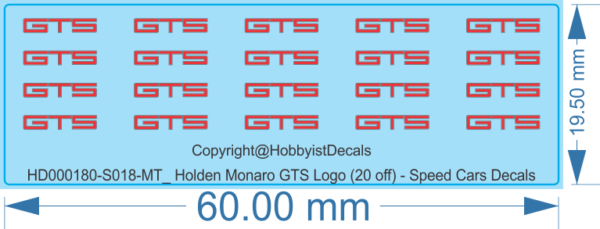 Holden Monaro GTS Logo (20 off) - 1/18 - Speed Cars Decals