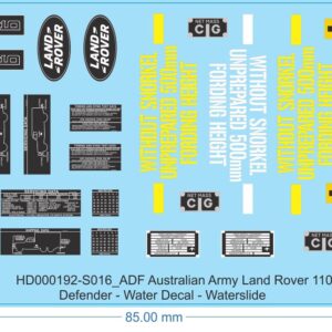 ADF Australian Army Land Rover 110 Defender - 1/16 1/35 1/72 - Water Decal - Waterslide, 1/35