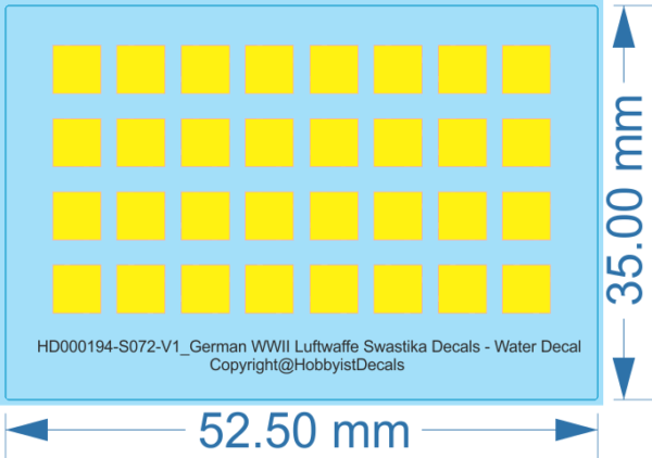 German WWII Luftwaffe Swastika Decals - 1/72 1/144 - Water Decal