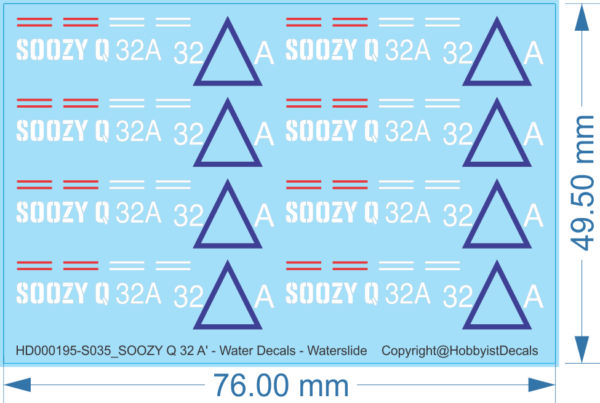 SOOZY Q 32 A' - 1/35 - Water Decals - Waterslide, 1/35