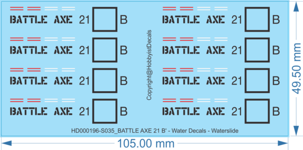 BATTLE AXE 21 B' - 1/35 - Water Decals - Waterslide, 1/35