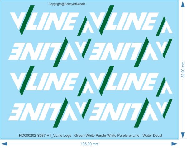 VLine Logo - Green-White Purple-White Purple-w-Line - 1/87 1/160 - Water Decal