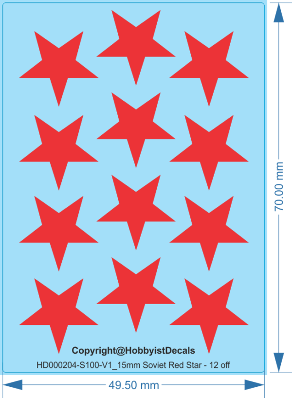 Soviet Red Star - 15mm (1/100) - Water Decal - Waterslide, 1/100