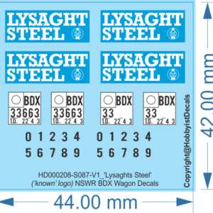 Lysaght Steel - 2 versions of Logo - HO (1/87) N (1/160) - Water Decal