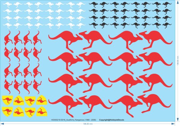 ADF ARMY Kangaroos 1966-2006 - 1/16 1/35 1/48 1/72 - Water Decal - Waterslide, 1/48