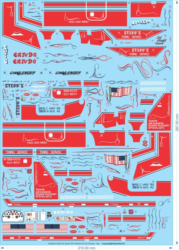 1992 Revell 7541 'Peterbilt Wrecker' - 1/25 - Water Decal - Waterslide, 1/25