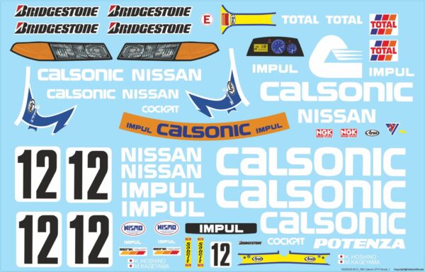 1993 Calsonic GT-R Decals - 1/10 - Water Decals - Waterslide, 1/10