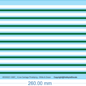 VLine Carriage Pinstriping - White & Green - HO (1/87) N (1/160) - Water Decals - Waterslide, HO (1/87)