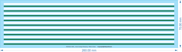 VLine Carriage Pinstriping - White & Green - HO (1/87) N (1/160) - Water Decals - Waterslide, HO (1/87)