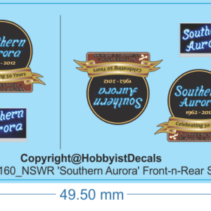 NSWR 'Southern Aurora' Front-&-Rear Signboards - HO (1/87) N (1/160) - WD - Waterslide, N (1/160)