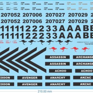 ADF Army Abrams M1A1 MBT Decals - 1/16 1/35 1/48 1/72 HO (1/87) - Water Decal