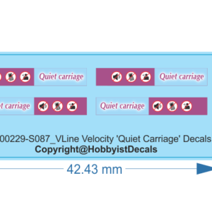 VLine Velocity 'Quiet Carriage' - HO (1/87) N (1/160) - Water Decals - Waterslide, HO (1/87)