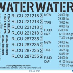 Shipping Container - 20' Water - 1/25 1/35 - Water Decal - Waterslide