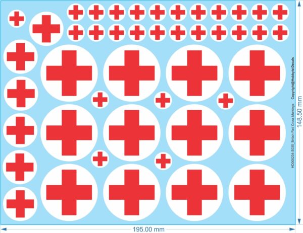 British Red Cross Markings - 1/35 28mm (1/56) 20mm (1/72) - Water Decals - Waterslide, 1/56