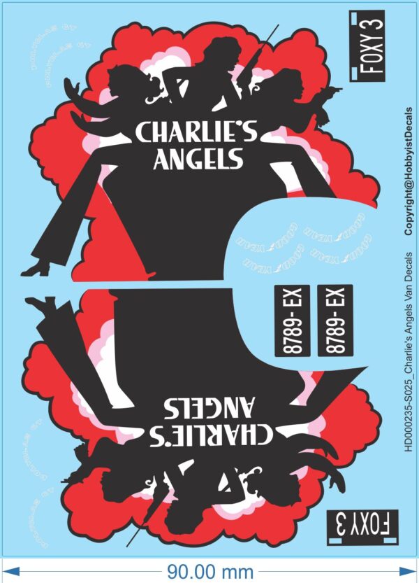 Charlie's Angels Van Decals - 1/25 1/32 1/43 - Water Decal - Waterslide, 1/32