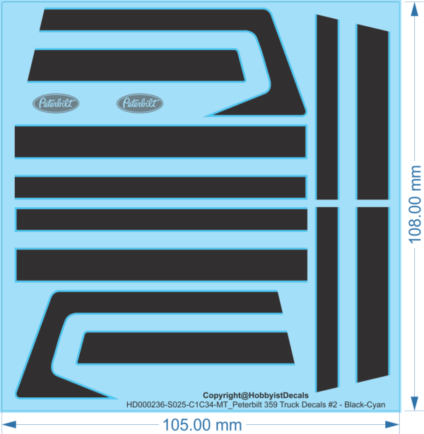 Peterbilt 359 Truck Decals #2 - 1/25 1/50 - Water Decals