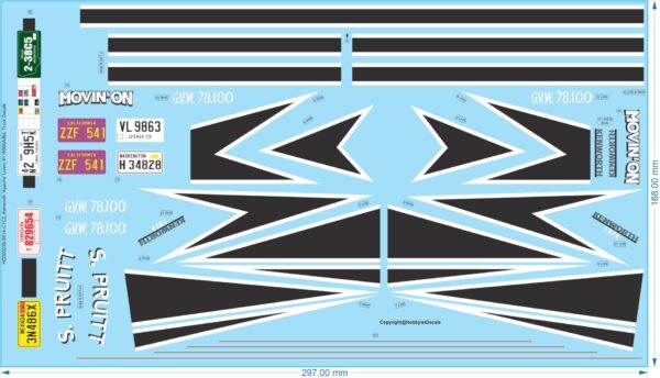 Kenworth "Apache" Livery #1 Decals (W900A/B/L) - All Scales