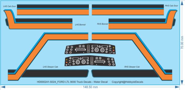 FORD LTL 9000 Truck Decals - 1/24 - Water Decal - Waterslide