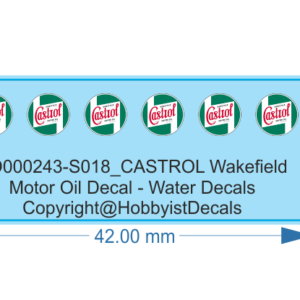 CASTROL Wakefield Motor Oil Decal - 1/18 - Water Decals - Waterslide