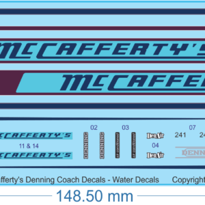 McCafferty's Denning Coach Decals - HO (1/87) - Water Decals - Waterslide