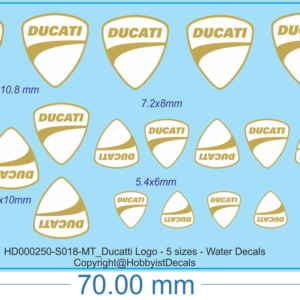 Ducatti Logo - 5 sizes - 1/18 - Water Decals - Waterslide