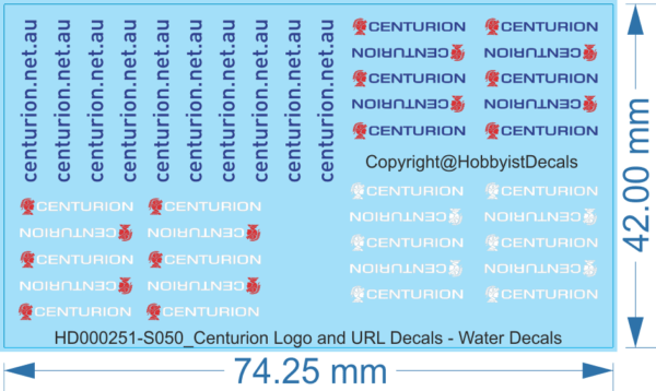 Centurion Logo and URL Decals - 1/50 - Water Decals - Waterslide