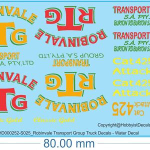 Robinvale Transport Group Truck Decals - 1/25 - Water Decals - Waterslide, 1/25