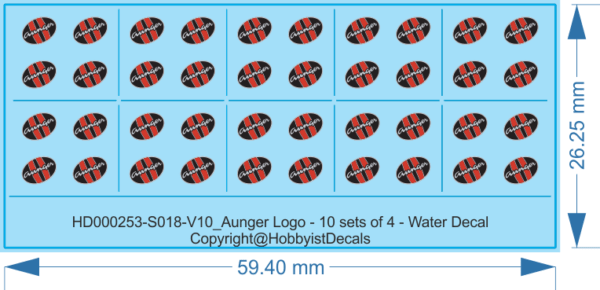 Aunger Logo - 10 sets of 4 - 1/25 - Water Decals - Waterslide, 1/25