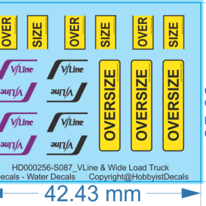 VLine & Wide Load Truck Decals - HO (1/87) - Water Decals - Waterslide, HO (1/87)