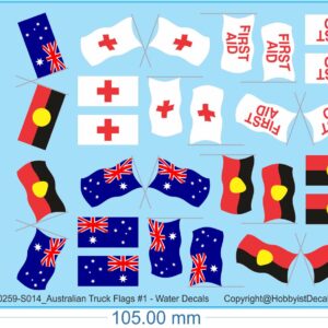 Australian Truck Flags #1 - 1/14 - Water Decals - Waterslide, 1/14